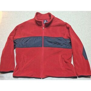 Chaps Long Sleeve Fleece Jacket Red and Black Full Zip Big and Tall Men's 2XB